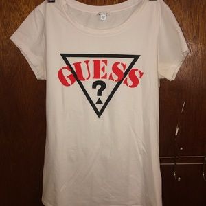 GUESS logo white graphic tee